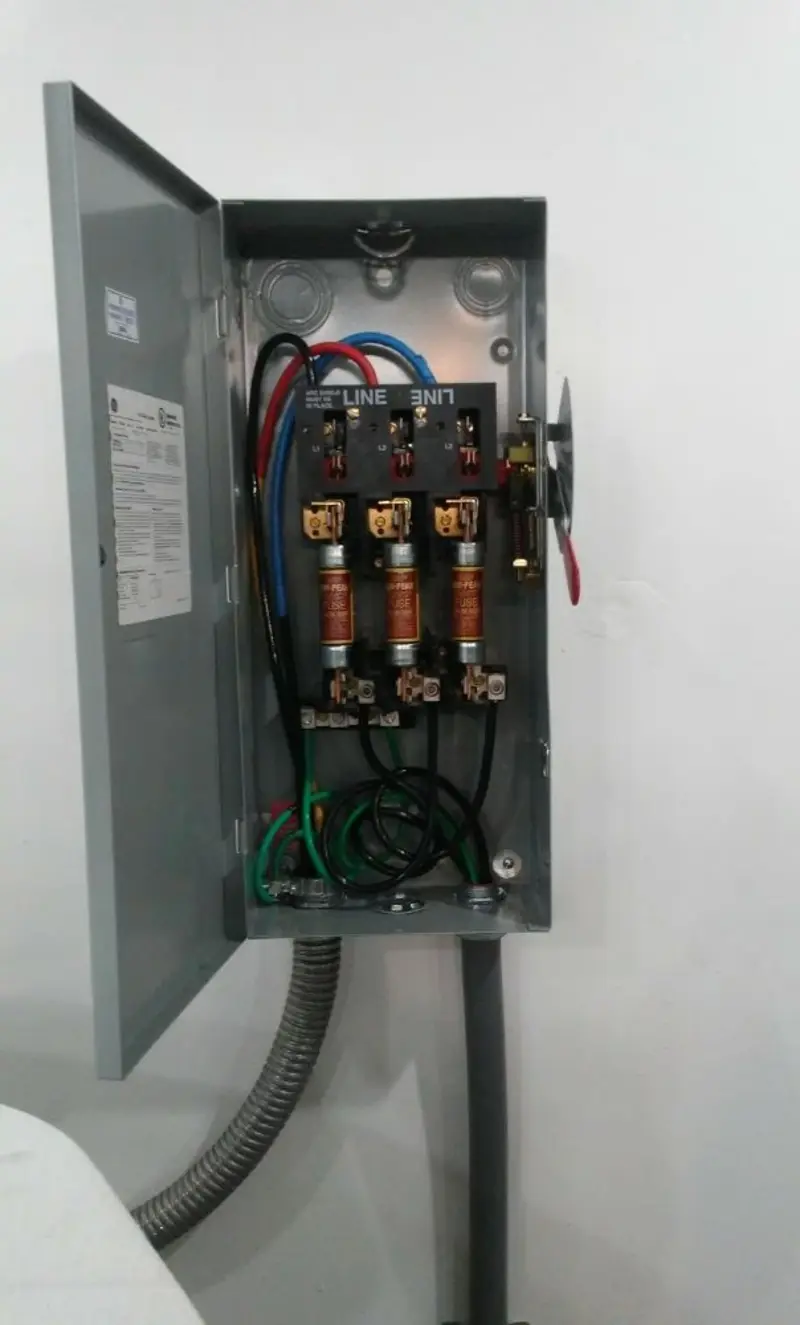 Three-phase disconnect switch installed for Smoke Detector Installation in Warrington